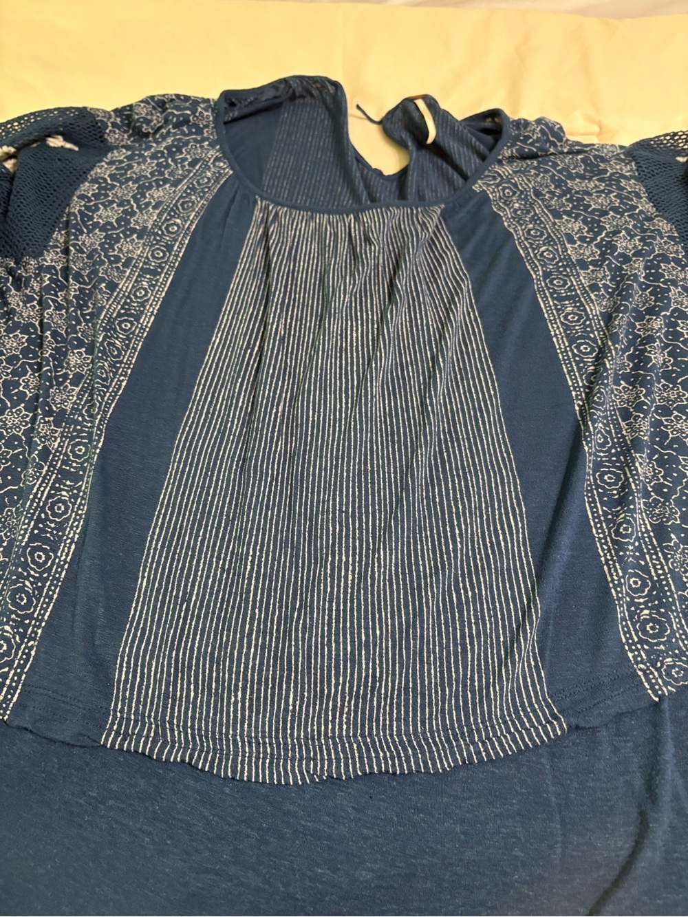Free People Navy Patterned Boho Tunic Top